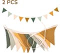 2-pakning trekantet stoffvimpel, Boho bomullsvimpelrekke for barnerom, bursdagsfest, babyshower-dekor, 230 cm
