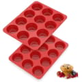 IC Silikonmuffinsformar Nonstick 12 koppar, 2,5 tums silikonmuffinsformar - 2-pack formar för hemmagjorda muffins, muffins och 12 koppar