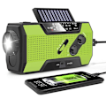 Miniatyrbillede 1 af 2: Solpaneler Håndsvinget FM AM NOAA Radio Bærbar Lommelygte Bordlampe Mobiltelefon USB Oplader Powerbank Udendørs LED Lys, 2000mAh Orange
