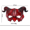 Pikkukuva 2 / 5: IC Halloween-mask, djävulsansiktsskydd, läskiga fårhorns spökmonstermask, skräckhuvudbonader Röd