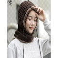 Miniatyrbild 4 av 4: Dam Vintermössa Scarf Hatt Set Sammanfogad Hals Huvudvärmare Wrap Varma Vintermössor Halsdukar (kaffe)