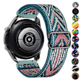 Miniatyrbillede 1 af 5: Nylon til Samsung Galaxy Watch 4/classic/46mm/active 2/gear S3 Justerbar elastisk armbånd Sort 22mm