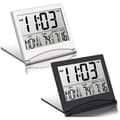 2 stk. Digitalt Rejsevækkeur Foldbart LCD Ur med Kalender Temperatur Snooze Mode Display Bærbart Skrivebord