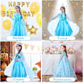 Pikkukuva 7 / 7: ELSA-asu Tytöille 9 osainen setti ELSA-mekko lapsille kruunun tiara-hanskojen ja taikakepin kanssa jouluun naamiaisiin karnevaaliin halloweeniin syntymäpäiväjuhliin 100 cm
