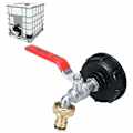 Miniatyrbillede 1 af 5: 1000L IBC Tankhane med Dobbelt Regnvandsopsamlingshaneadapter, Fremstillet af Messing med 60mm (3/4\") Groft Gevind., DEBUNS