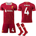 Miniatyrbild 1 av 2: Liverpool Hemma Fotbollströja Barn & Vuxen 2024-2025 Med Strumpor Nr. 4 Virgil No.4 Virgil 16