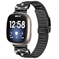Miniatyrbillede 1 af 7: Rustfrit stållänkarmband till Fitbit Versa3/4/Sense 2 Svart Sort