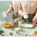 Miniatyrbilde 2 av 4: IC To-i-ett hvit eggpisker + blandingskopp + håndholdt elektrisk eggpisker i rustfritt stål husholdningsvisp