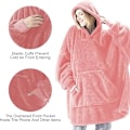 Miniatyrbillede 4 af 5: Hættetrøje-tæppe, Oversized Sherpa Hættetrøje, Bærbar Hættetrøje-tæppe, Super Blød Varmt Behageligt Tæppe-Hættetrøje, One Size Passer Alle Voksne Pink