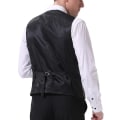 Miniatyrbillede 4 af 4: Allthemen Herre V-trykt Business Casual Guld Sølv Dragt Vest Sort Guld XS