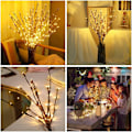 Miniatyrbillede 6 af 7: LED-trægren blomsterarrangement lyskæde - varm farve Warm color