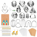 Pikkukuva 1 / 7: DIY savikorvakorut korujen valmistus värilliset savitarvikkeet säilytyspussilla ja taustakartongilla G 133 piece set