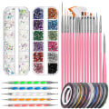 Miniatyrbilde 1 av 5: IC Nagelklistermerker og Nail Art Penselsett Nail Art Sett Nail Design