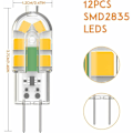 Pikkukuva 4 / 5: G4-polttimo, G4 LED-polttimo 2W 200LM, vastaa 20W G4-halogeenipolttimoa, lämmin valkoinen 3000K, AC/DC 12V, ei välkyntää, ei himmennettävä, 10 kpl pakkaus, DEBUNS