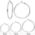 Pikkukuva 4 / 5: IC 3 par Sterling Silver Post Hoop örhängen (40/50/60MM) silver