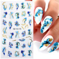 Miniatyrbilde 1 av 5: IC Nail Art Stickers Dekaler Blooming Smoke Design Nageldekaler Självhäftande marmor Golden Wave Stripe Line Nail Art Supplies