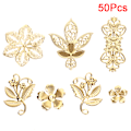Miniatyrbild 2 av 5: 50 st Vintage Metallblad Filigran Blomma Skiva Berlocker DIY Hantverk Guld A