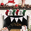 Miniatyrbild 5 av 5: IC Julstrumpa set 2 stycken julrutiga strumpor