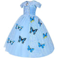 Miniatyrbillede 3 af 7: Prinsessekjole Elegant Blå Børne Maskerade Kostume Blå Blue 140