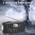 Miniatyrbillede 5 af 5: Vevradio med solceller, lommelygte og 1200mAh Powerbank SOS-WELLNGS sort