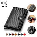 Pikkukuva 2 / 5: Hiilikuituinen luottokorttikotelo Lompakko Miehet Rfid Smart Metal Ohut Slim Pop Up Minimalistinen Lompakko Pieni Musta Lompakko Metalli Vallet Red