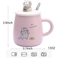Miniatyrbillede 5 af 5: Katte Kops, Sød Keramisk Kaffe Kop, Med 3D Katteformet Låg Og Ske 10x8cm (Rosa)