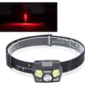 LED Hodelykt USB-Lading Sterkt Lys Vanntett Bevegelsessensor Oppladbar Hodelykt for Nattfiske Løping, DUBUNS