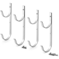 Miniatyrbild 1 av 5: IC-set med 4 poolstolpar hängande aluminiumfästen för teleskopstavar, skummare, lövsopmaskiner, nät, borstar och krokar för vakuumrör.