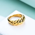 Miniatyrbillede 3 af 3: Kreativ Retro Enkel Titanium Stål Støbning Twist Personlighed Brød Ring (2-delt Guld Sølv 18,2 mm)