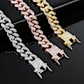 Pikkukuva 3 / 5: Uusi muoti ylellinen jäädytetty kuubalainen linkkiketju rannekoru naisille ja miehille kulta hopea väri Bling Rhinestone rannekoru ketju korut
