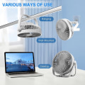 Miniatyrbillede 2 af 5: IC USB-ventilator, 3-hastigheds skrivebordsventilator, 360° justerbar støjsvag ventilator, bærbar ventilator til kontor, soveværelse, bil, rejser Hvid