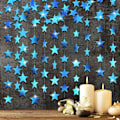 Pikkukuva 1 / 5: IC Glitter Star Garland Banner -koriste, 130 jalkaa kirkkaan kullanvärisiä tähtiä riippuva lippu banneri tausta (holografinen sininen)