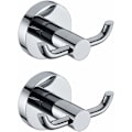 Miniatyrbillede 1 af 5: Sæt med 2 Moderne Polerede Krom Massiv Messing Vægkroge Dobbelt Håndklædeholder Badeværelse Toilet Hat Tøj Vægbøjle Holder