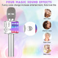 Miniatyrbilde 4 av 5: IC Karaoke trådløs Bluetooth-mikrofon for Android/iOS, med opptaksfunksjon, dansende LED-lys - Bærbar, Sølv