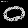 Pikkukuva 1 / 5: Uusi muoti ylellinen jäädytetty kuubalainen linkkiketju rannekoru naisille ja miehille kulta hopea väri Bling Rhinestone rannekoru ketju korut