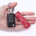 Miniatyrbillede 3 af 5: Nøgleringe til kvinder til bilnøgler, Universal ægte læder nøgle FOB IC