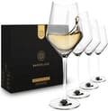 BarDeluxe Vitvinsglas set om 4, handblåst blyfritt kristallglas 420 ml, diskmaskinssäkra, elegant presentförpackning för bar, middag och Chardonnay