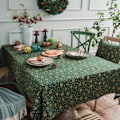 Miniatyrbillede 3 af 4: Juleduge med Snefnugmønster i Bomuld og Linned - Jule- og Festbord (Grøn, 55x102 tommer)