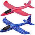 Miniatyrbild 1 av 3: 2-pack flygplansleksaker, 19 stort kastskumplan, 2 flygplan, flygande leksak för barn, födelsedagspresenter för 3 4 5 6 7 8 9 10 11 12-åriga pojkar