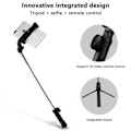 Miniatyrbild 3 av 5: IC Infällbart Selfie Stick-stativ med avtagbar trådlös fjärrkontroll och Tripod Selfie Stick - Svart