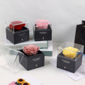 Miniatyrbillede 2 af 5: IC Rosa akrylkonserveret gaveæske til blomster smykker, gaveæske til smykker til Valentinsdag (hvid)