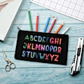 Miniatyrbillede 7 af 7: 10 stk. Canvas Maleri tasker Rejse toilettaske lynlås Kosmetik tasker brudepiger gave Kosmetik taske Stof blyant taske Canvas Makeup taske Lille Black chain 10