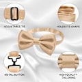 Pikkukuva 3 / 7: Miesten Solmio, Klassinen Yksivärinen Solmio Miesten, Satiini Tuxedo Solmio, Säädettävä Muodollinen Solmio Juhliin, Hääjuhliin 3pc-Champagne