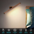 Miniatyrbillede 2 af 4: 2 stk 360° roterbare magnetiske LED-væglamper i træ med trinløs dæmpning via berøringskontrol til soveværelse, stue og entré