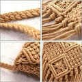 Miniatyrbild 3 av 4: IC Handgjord Bomullsgräs Messenger Bag Crochet Tassel Beach Camel