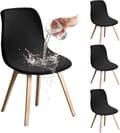 4-pak universelle strækbare spisebordsstolebetræk, polyester, maskinvaskbare, køkken og spisestue, sort, 45–52×40–46×40–48 cm