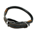 Miniatyrbillede 1 af 5: IC Circle T - Ekgarvat läder runt hundhalsband, svart, S