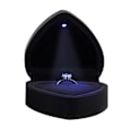 Miniatyrbillede 2 af 5: IC LED Ringæske Hjerteformet Fløjlsbeklædt Æske med Lys til Forlovelse - Sort