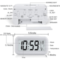 Miniatyrbild 5 av 5: IC Vit digital väckarklocka, tyst batteridriven bakgrundsbelysning, stor LED-display temperaturkalender