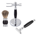 Miniatyrbilde 3 av 5: Barberhøvel med nakkebørste og dobbeltkantede barberblad for frisørsalonger